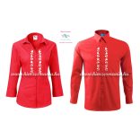 Gents Shirt Long Sleeve - hungarian folk fashion - Kalocsa style - machine embroidery - Red