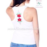 Tank top - machine embroidery - hungarian Kalocsa design - white - Embroidery Mania