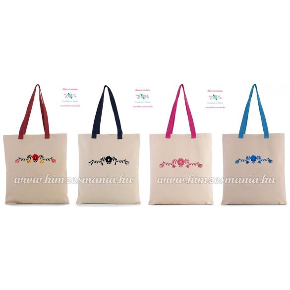 Matyó pamutvászon natúr táska - gépi hímzés -színes