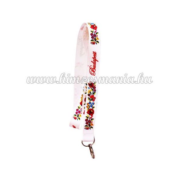Neck strap - folk hand embroidery - hungarian printed embroidery pattern - white