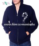   Man sweatshirt - hungarian folk embroidery - white kalocsa motif - navy