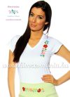 T-shirt V-neck - hungarian folk machine embroidered - Kalocsa style - white T-shirt V-neck - hungarian folk machine embroidered - Kalocsa style - white