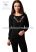 Hosszú ujjú női pulóver tunika - kalocsai mintás - gépi hímzés - fekete