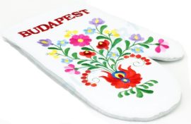 Oven gloves - hungarian folk embroidery- Matyo style - white