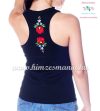 Tank top - machine embroidery - hungarian Kalocsa design - black - Embroidery Mania Tank top - machine embroidery - hungarian Kalocsa design - black - Embroidery Mania