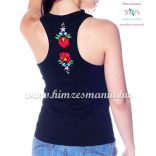 Tank top - machine embroidery - hungarian Kalocsa design - black - Embroidery Mania