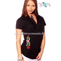 Hímzésmánia - kalocsai kézzel hímzett ing - fekete