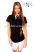 Women's short sleeve shirt - hangarian hand embroidery - style Kalocsa - black