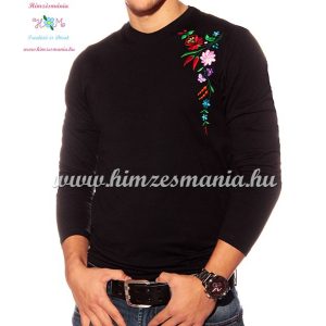 Embroidery Mania - T-shirt - long sleeve - hungaryan folk from Kalocsa - black