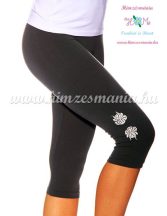   Kalocsai rózsával hímzett capri leggings - sötétszürke - Hímzésmánia
