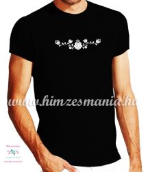 Men's Short Sleeve T-Shirts - hungarian folk embroidery - white Matyo motif - black
