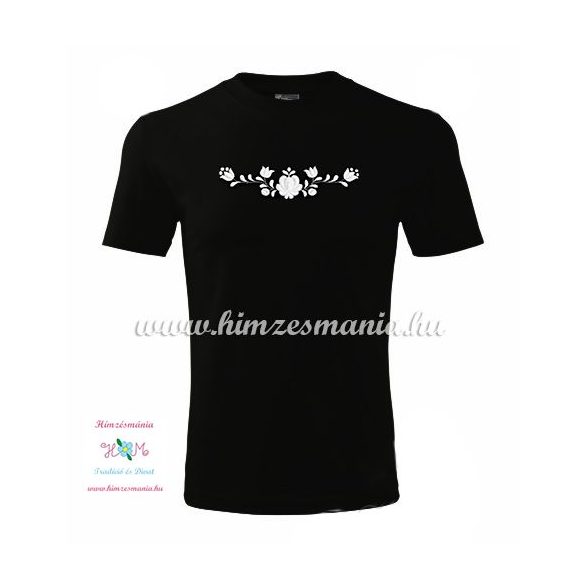 Rövid ujjú férfi póló fehér matyó hímzéssel - Hímzésmánia - fekete 