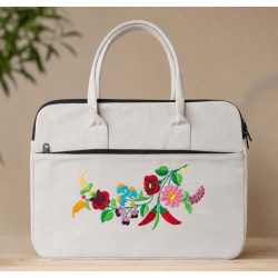 KALOCSAI PATTERN BUSINESS BAG - HAND EMBROIDERY - LIGHT GREY