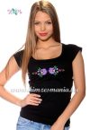 T-shirt - hungarian folk machine embroidered - Kalocsa style- black T-shirt - hungarian folk machine embroidered - Kalocsa style- black