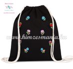   Canvas backpack - folk embroidery - Hungary - Matyo pattern - black