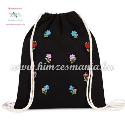   Canvas backpack - folk embroidery - Hungary - Matyo pattern - black