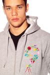 Sweatshirt with zipper - hungarian folk machine-embroidery - kalocsai style - grey Sweatshirt with zipper - hungarian folk machine-embroidery - kalocsai style - grey