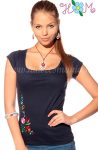 Embroidery Mania - T-shirt hungarian folk machine-embroidered - Kalocsa style - blue Embroidery Mania - T-shirt hungarian folk machine-embroidered - Kalocsa style - blue