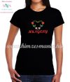Short Sleeve T-Shirt Women - HUNGARY inscription - machine embroidered - Matyo heart - black Short Sleeve T-Shirt Women - HUNGARY inscription - machine embroidered - Matyo heart - black