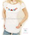 Summer women's blouse - hungarian folk embroidery - Kalocsa pattern - white Summer women's blouse - hungarian folk embroidery - Kalocsa pattern - white