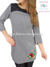 Tunic - hungarian folk machine embroidery - Kalocsa motif - dark gray Tunic - hungarian folk machine embroidery - Kalocsa motif - dark gray