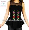 Sleeveless blouse - hungarian folk machine embroidery - Kalocsa motif - black Sleeveless blouse - hungarian folk machine embroidery - Kalocsa motif - black