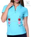 Rövid ujjú női pólóing hímzett kalocsai mintával - Hímzésmánia - turquoise Rövid ujjú női pólóing hímzett kalocsai mintával - Hímzésmánia - turquoise