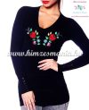 Women pullover - hungarian folk embroidery - Kalocsa style - black Women pullover - hungarian folk embroidery - Kalocsa style - black