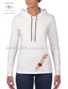 Women's long sleeve hooded tee - machine embroidery - hungarian folk style - white Women's long sleeve hooded tee - machine embroidery - hungarian folk style - white