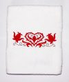 Towels - hungarian heart folk embroidery - white - red design Towels - hungarian heart folk embroidery - white - red design