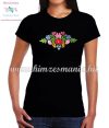 Women's t-shirt - short sleeve - folk embroidery - matyo motif - handmade - black Women's t-shirt - short sleeve - folk embroidery - matyo motif - handmade - black