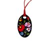 Pendant oval - hungarian folk motif - Kalocsa style - black Pendant oval - hungarian folk motif - Kalocsa style - black