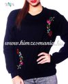 Women sweatshirt - hungarian folk machine embroidery - kalocsai motif - black Women sweatshirt - hungarian folk machine embroidery - kalocsai motif - black