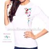Ladies long sleeve T-shirt - hungarian folk machine embroidery - white Ladies long sleeve T-shirt - hungarian folk machine embroidery - white